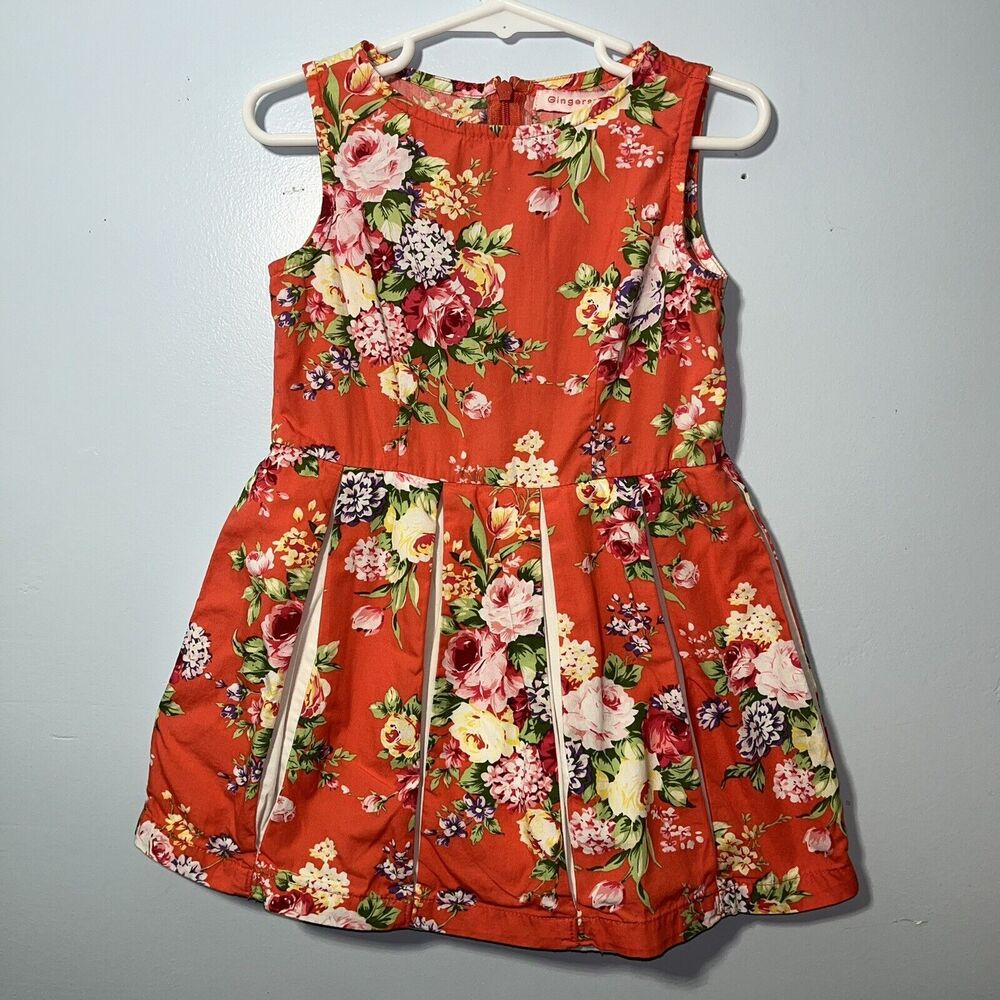 Ginger Snaps ‎ Dress Girls Size 4 Floral Preppy Casual Pleated Knee Length